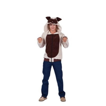 Butch Bulldog Adult Hoodie Costume, Large - Beige & Brown