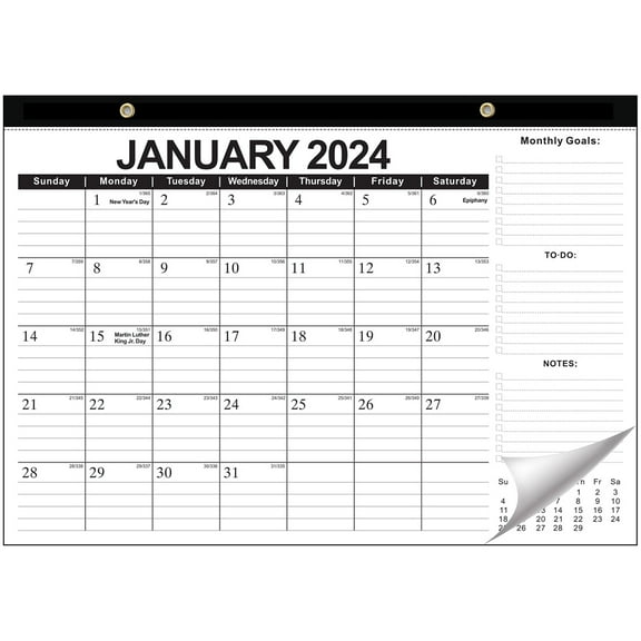 2024-2025 Wall Calendar - Wall calendar from January 2024 to June 2025, 12 "x 17", 18 months, thick paper - black