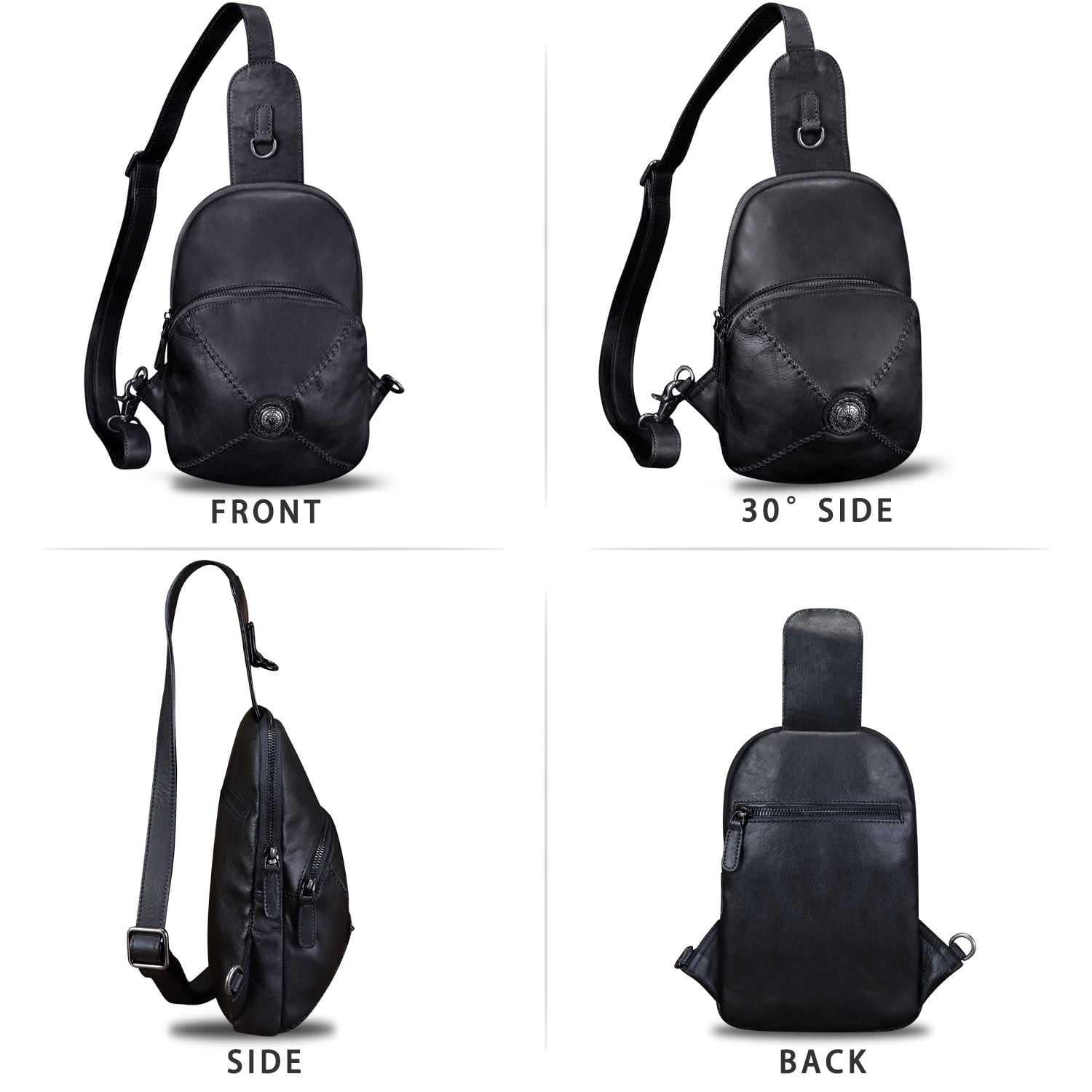 Genuine Leather Small Sling Bag for Women Men Sling Backpack Purse Crossbody Bag