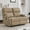 Light Khaki, variant on 2-Seater Faux Leather Double Recliner Couch with Storage Pockets for Couples Movie Nights Light Grey Reclining Loveseat Sofa Cozy Living Rooms