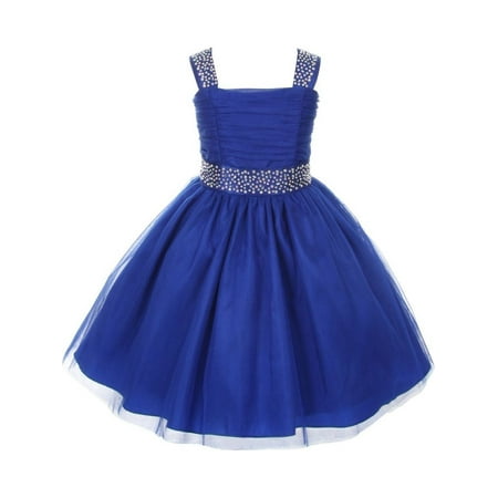 - Cinderella Couture Little Girls Royal Blue Rhinestone Sleeveless Dress 2-6