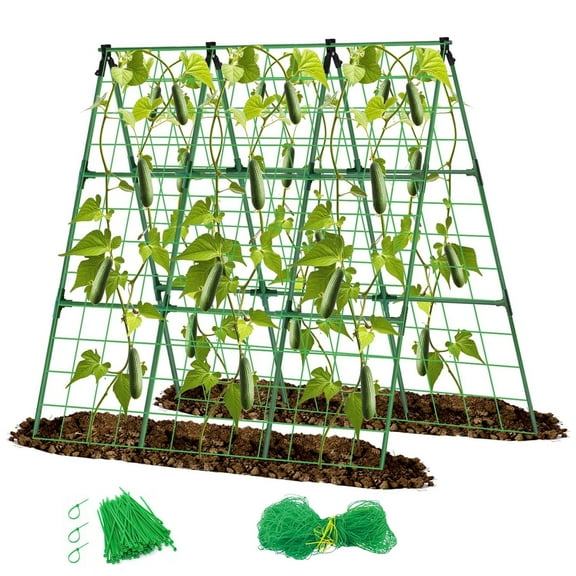 45 x 53 Inch A Frame Cucumber Trellis ，Garden Trellis for Climbing Plants Outdoor  for Tomato Squash Zucchini Peas Grape Fruit