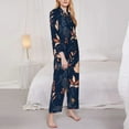 thumbnail image 4 of Junzan Autumn Leaves With Blue Print Womens Pajama Sets,Long Sleeve Button Down For Women Pjs 2 Piece, 4 of 9