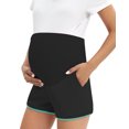 thumbnail image 1 of WBQ Women's Maternity Shorts Over Belly Pregnancy Adjustable Belt Activewear Workout Running Athletic Lounge Shorts Waffle Pajamas Shorts for Pregnant Woman with Pockets S-3XL, 1 of 7