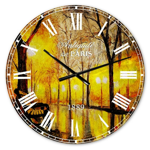 Designart 'Empty Autumn Street' French Country wall clock