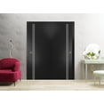 thumbnail image 3 of Sliding Closet Bypass Doors 64 x 96 inches | Planum 0310 Matte Black with Frosted Glass | Sturdy Rails Moldings Trims Hardware Set | Wood Solid Bedroom Wardrobe Doors, 3 of 6