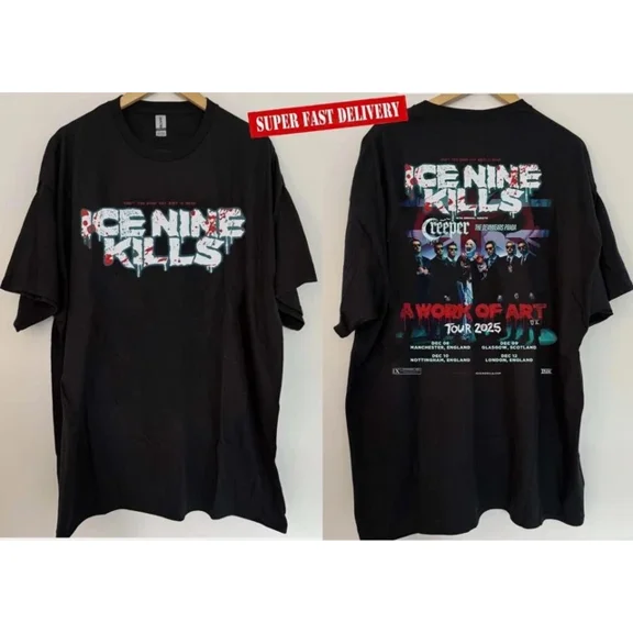 NEW!!! Ice Nine Kills A Work Of Art Tour 2025 UK Tour T-Shirt