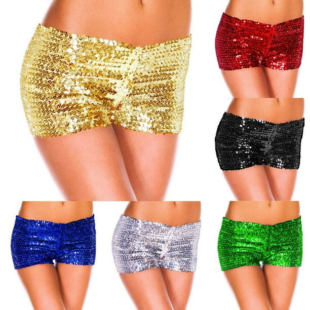 FOCUSNORM Women's Glitter Shorts Sequin Shining Dance Mini Shorts Hot