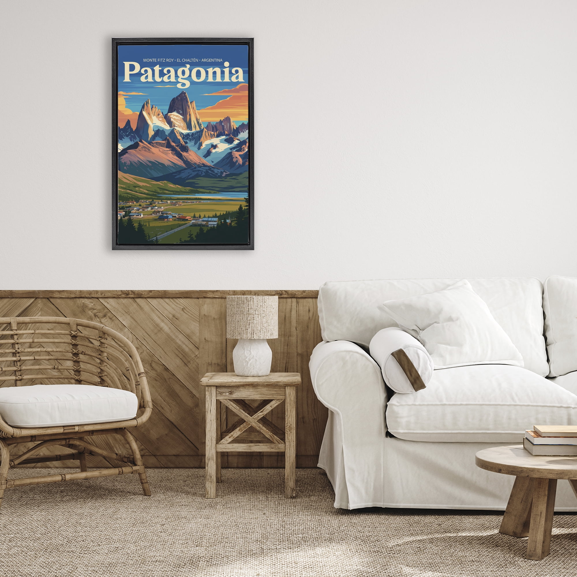 Stupell Industries Patagonia Valley Landscape Black Framed Floater Canvas Wall Art, design by Andreas Magnusson