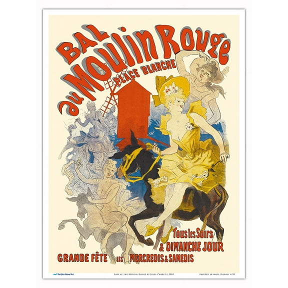 Ball at the Moulin Rouge - Vintage French Advertising Poster by Jules Chéret c.1889 - Master Art Print (Unframed) 9in x 12in