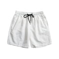 thumbnail image 4 of Ceisia Men's Beach Swim Trunks Drawstring Elastic Waist Pockets Solid Color Print 5 Inch Summer Bottoms White XXXL Gifts for Father, 4 of 4