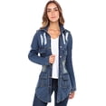 thumbnail image 5 of Notus Women's Casual Slim Distressed Long Sleeve Denim Lapel Jacket Windbreaker Outercoat Mid Blue XXL, 5 of 7