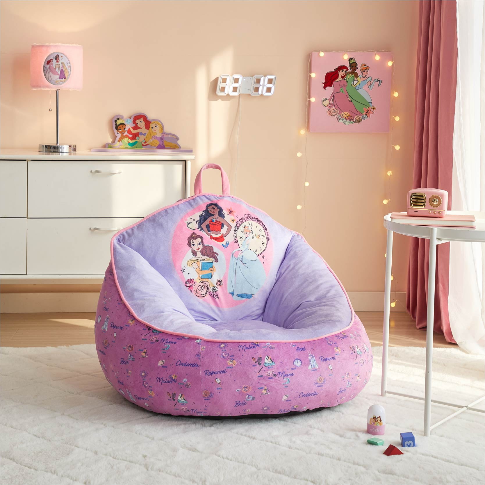 Disney Princess Kids' Compressed Foam Bean Bag Chair, Purple