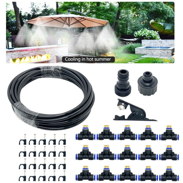 15M Outdoor Misting Misters Cooling System with 15 Brass Mist Nozzles + Faucet Connector Patio