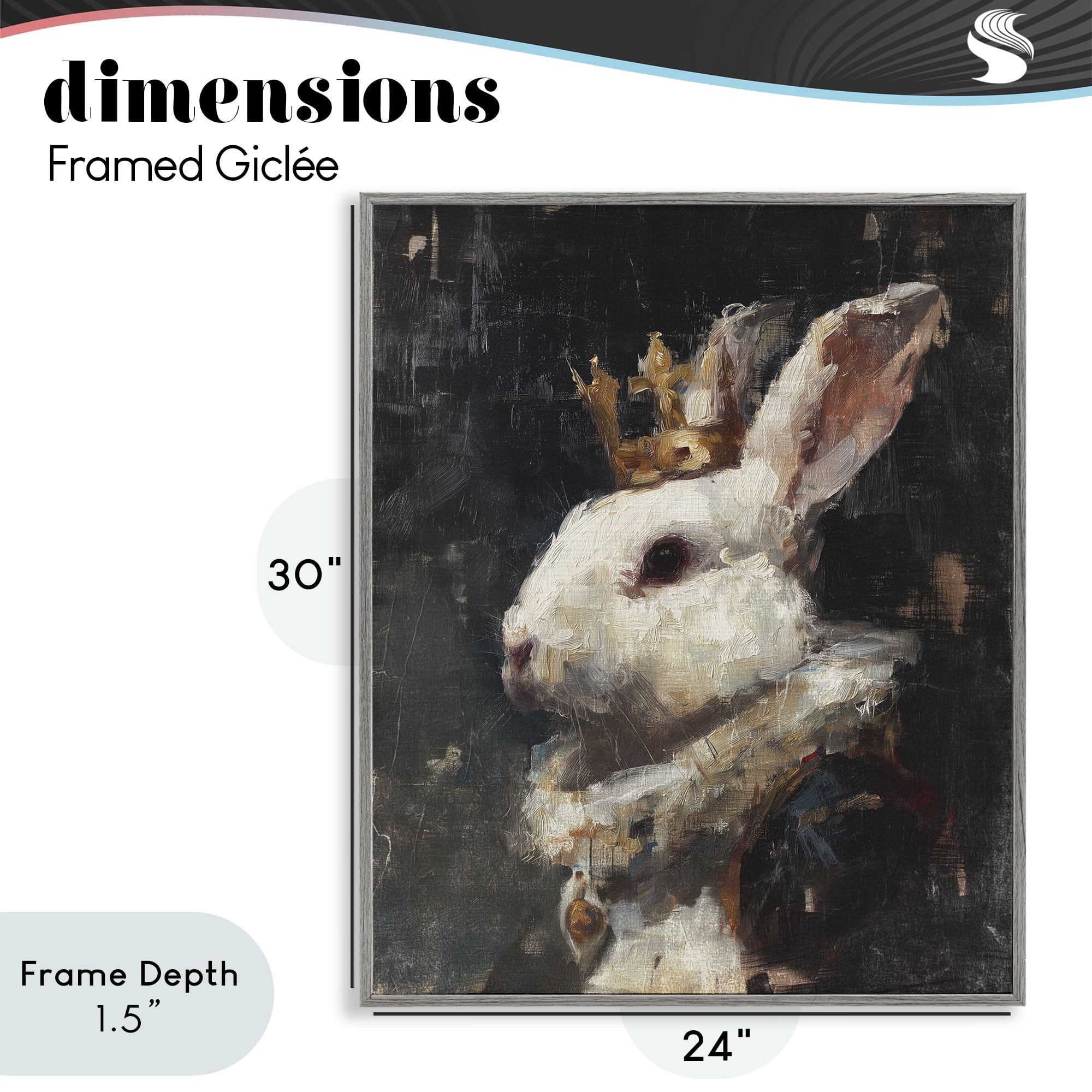 Stupell Industries Regal Monarch Rabbit Gray Framed Giclee Art, design by Svetlana Aleynikova