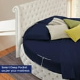 thumbnail image 3 of 500-TC Egyptian Cotton Queen Round Bed Sheet Set – Fits 84" Diameter Mattress, 9–12" Deep Pocket – Solid Navy Blue, Queen 84" Diameter, 3 of 6