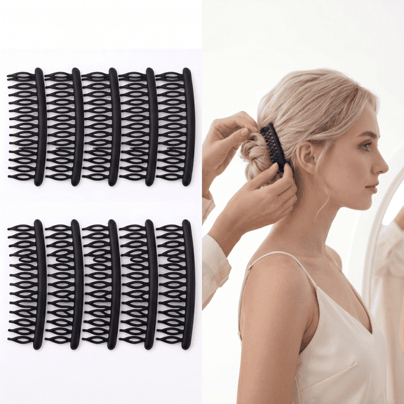 ROSEXIXI 10 Pcs Matte Black Non Slip Hair Side Combs, Plastic All-Day Hold Hair Styling Barrettes for Bangs Back Head Hairstyles