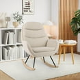 thumbnail image 3 of Costway 2 PCS Upholstered Rocking Chair with Padded Backrest & Seat Rubber Wood Feet, 3 of 10