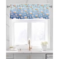 thumbnail image 2 of Summer Seashells Linen Curtain Valance for Bedroom/Bathroom/Kitchen/Office/Living/Dining Room Windows,Retro Ocean Sea Blue Watercolor Rod Pocket Topper Drapes Decorative Cafe Drapery Panel 42x12, 2 of 6