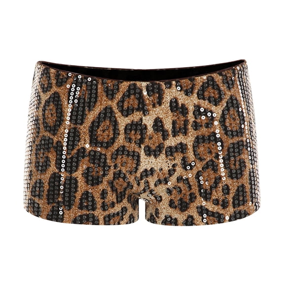 Shorts For Women Leopard Print Sequins High Waist Tight Shorts