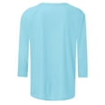 thumbnail image 6 of ZHENHONG Long Sleeve T Shirt Women Womens Tops Casual 3/4 Sleeve Crew Neck Shirts Loose Fit Tunic Blouses Summer Tees,Blue Women Blending Shirts L, 6 of 6