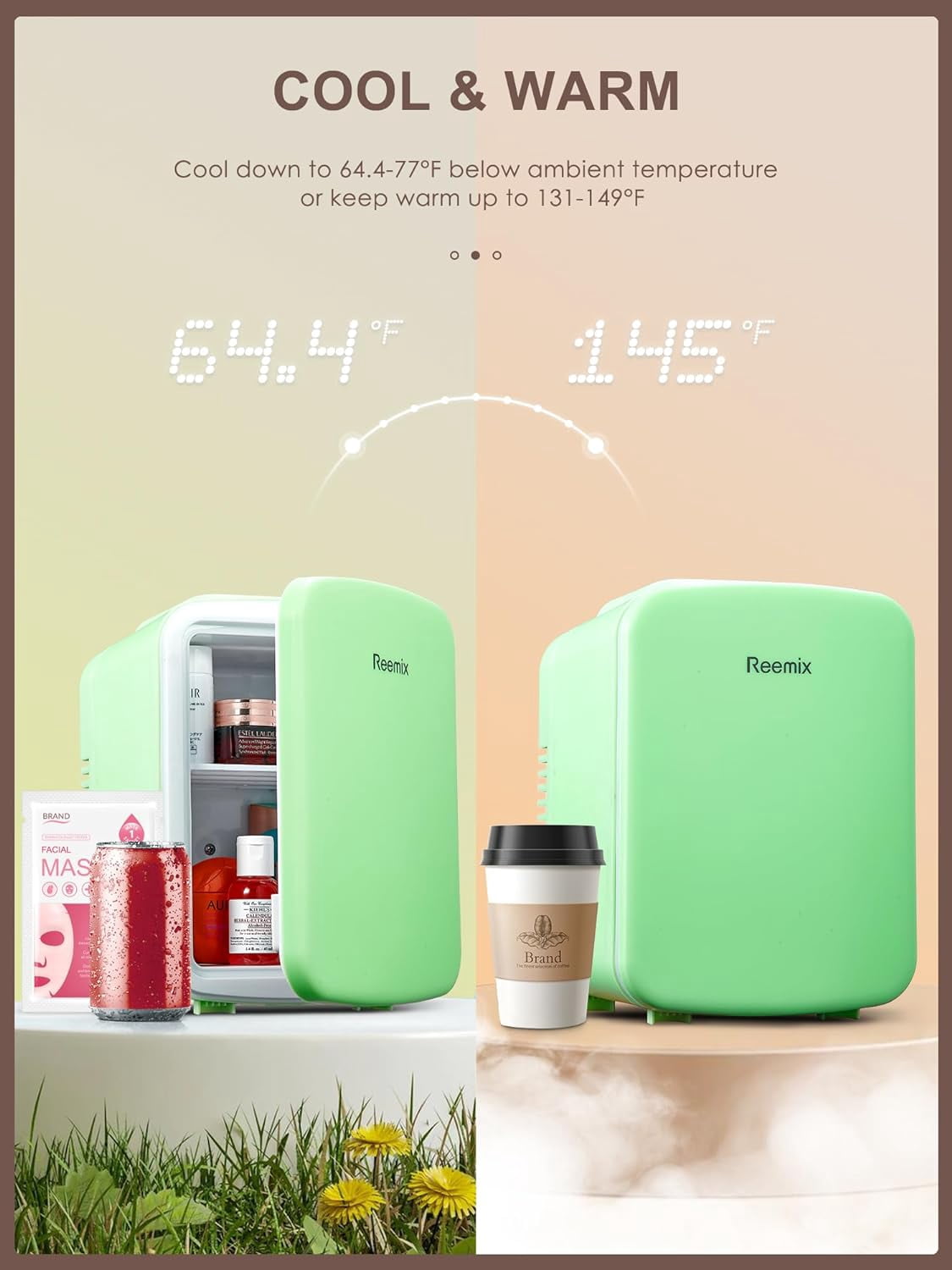 Fridge, 3. Liter Portable Cooler and Warmer for Skincare, Cosmetics, Beverages, Great for Bedroom, Office, Car