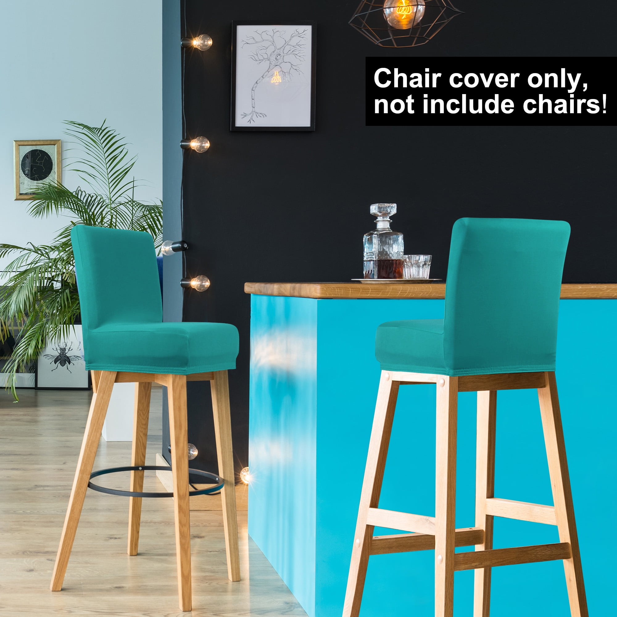 Unique Bargains Bar Stool Covers Counter Height Side Chair Slipcover Turquoise 2