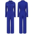 thumbnail image 1 of Aislor Combinaison Décontractée à Manches Courtes pour Femmes, Col Rabattu, Manches Longues, Bleu m, 1 of 7