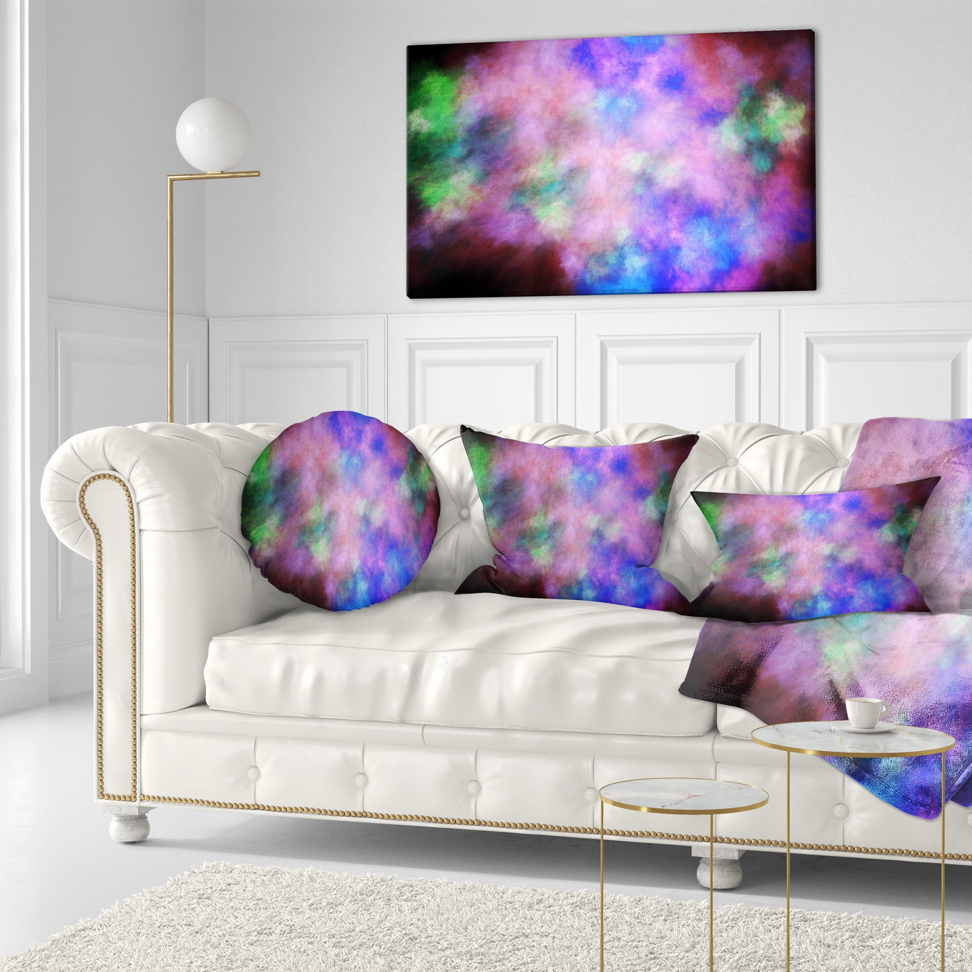 Designart Multi Color Bright Sky with Stars - Abstract Throw Pillow - 12x20
