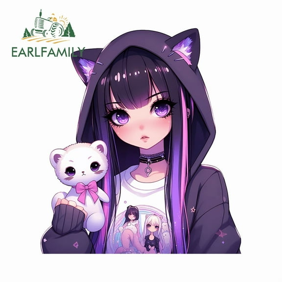 EARLFAMILY 5.1" Future Style Cute Anime Girl Car Sticker Racing Drifting Decal