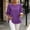 Purple, variant on Qulqfy Cotton Boho Tops for Women Fall Casual Solid 3/4 Sleeve Army Green Scoop Neck Cute Pleat Ruffle Hem Outfits L