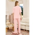 thumbnail image 2 of U2SKIIN Women Pajama Sets, Lightweight Nightwear Short Sleeve Sleepwear with Long Pants,(Light Pink,S), 2 of 5