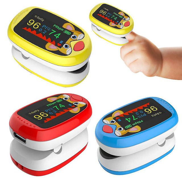 Oxímetro de dedo para niños con clip para detección de saturación de oxígeno en sangre, monitor de pulso y frecuencia cardíaca