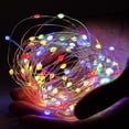 thumbnail image 3 of 33 ft 2 Pack 100 LED Silver Wire Fairy String Lights, Battery Operated String Lights | Waterproof & Ideal for Outdoor and Indoor LED, Multicolor, 3 of 11