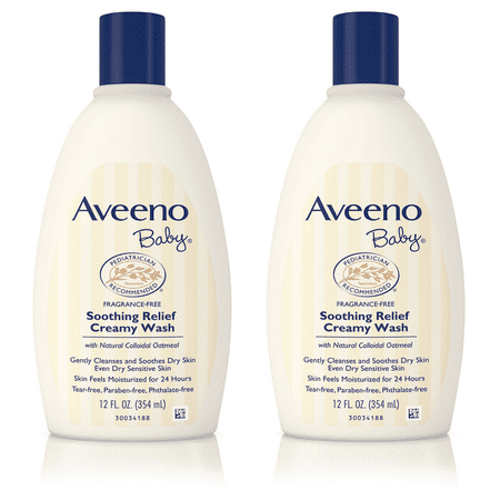(2 Pack) Aveeno Baby Soothing Relief Creamy Wash with Natural Oatmeal, 12 fl.