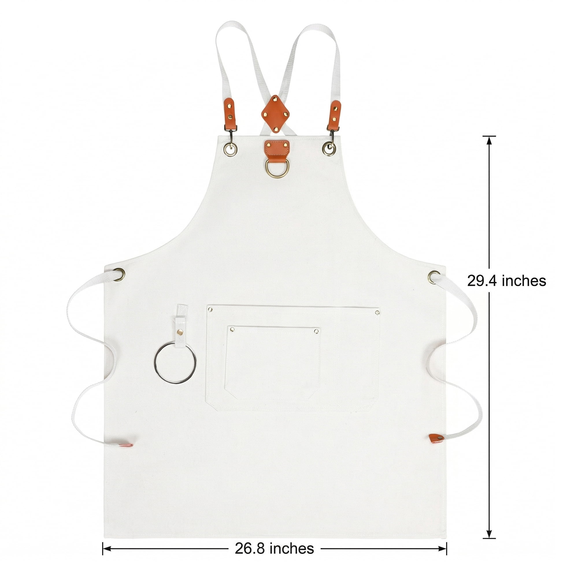 Unique Bargains Adjustable Long Waist Cooking Apron with Pockets 29.4x26.8in Cream