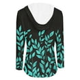 thumbnail image 4 of Hoodies for Women Floral Blouse Autumn Outfit Casual Long Sleeve Hooded Thin Sweatshits with Half Button Neck 2XL, 4 of 5
