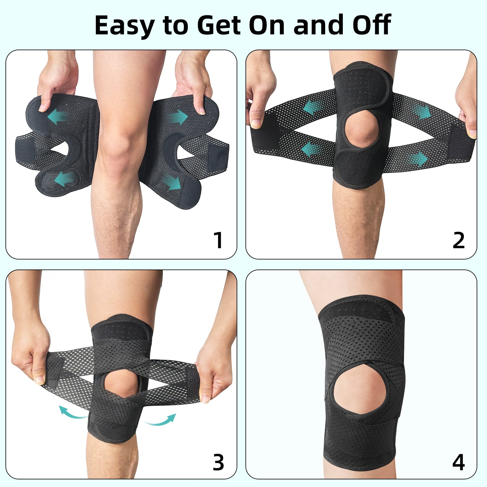 Knee Brace with Side Stabilizers, Durable, Adjustable Tension & Comfortable Fit, Breathable Knee Support for Meniscal Tear Knee Pain ACL/MCL Arthritis Injury Recovery for Men Women (XL)
