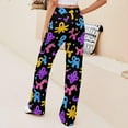 thumbnail image 3 of Top-kevin Balloon Animals Pattern Yoga Pants Women Wide Leg Pants Casual High Waisted Straight Lace Up Lounge Sweatpants, 3 of 14