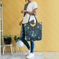 thumbnail image 4 of FORMRS Womens Canvas Tote Bag with Zipper Inner Pocket Shoulder Handbag, Green Dragon Flowers, 4 of 7