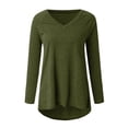 thumbnail image 3 of XIAfhje Tops for Women Long V Neck T Shirts Long Sleeve Tunic Tops Casual Sweaters Pullover Tops Tunic Tops Loose T Shirt Blouses Jumpers Elegant Comfy Ladies T Shirts for Leggings, 3 of 5