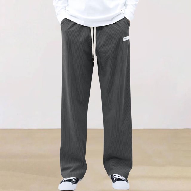 Pantalones largos para hombre, informales, modernos, lisos, para exteriores, deportivos, con cintura elástica y bolsillos, de poliéster.