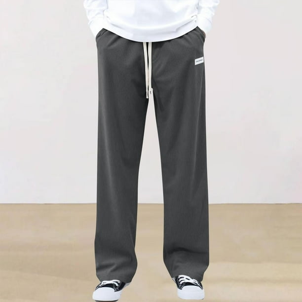 Pantalones largos para hombre, informales, modernos, lisos, para exteriores, deportivos, con cintura elástica y bolsillos, de poliéster.
