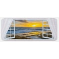 thumbnail image 1 of Coastal Kitchen Mat, Open Window View of the Sky Clouds Rising Sun Seascape Grass Morning Scenery, Plush Decorative Kitchen Mat with Non Slip Backing, 47" X 19", Multicolor, by Ambesonne, 1 of 1