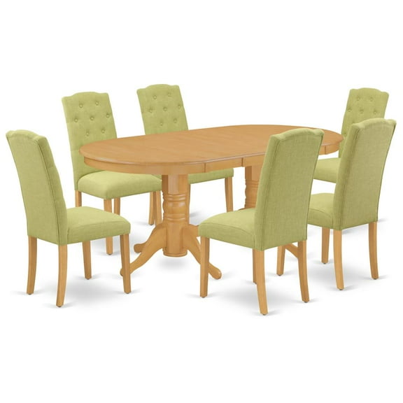 East West Furniture Dining Room Set Oak, VACE7-OAK-07