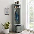 thumbnail image 6 of Bowery Hill Modern Wood Hall Tree with Drawer in Gray/Chrome, 6 of 13