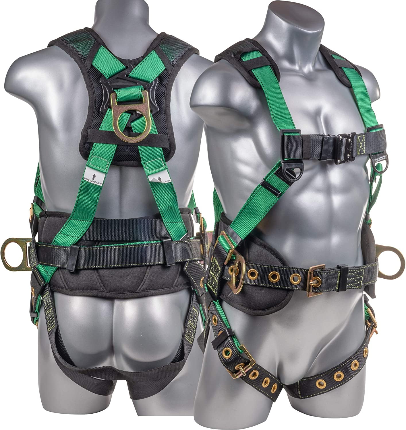 M-XLarge Waist Tounge Buckle and Leg Tounge Buckles Guardian Fall Protection 193061 Construction Premium Edge Harness with Pass-Thru Chest Buckle 