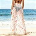 thumbnail image 4 of Gamivast Beach Cover up Pants for Women Floral Graphic Mesh Wide Leg Beach Pant Boho Flowy Elastic Waist Lightweight Swimwea Summer Vacation Outfits, 4 of 5