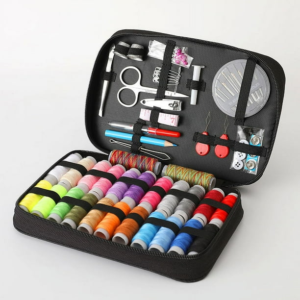 Set De Costura Portátil En Estuche Metálico: 12 Hilos, 16 Agujas, Tijeras Y Enhebrador - Ideal Para Viajes
