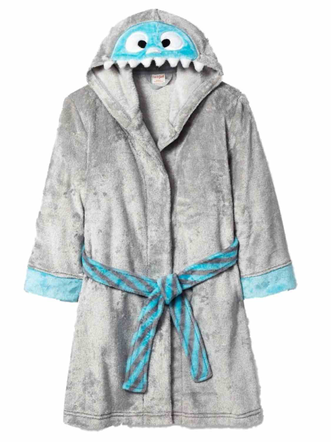 Cat & Jack Girls Plush Gray Monster Bath Robe Housecoat XS 45